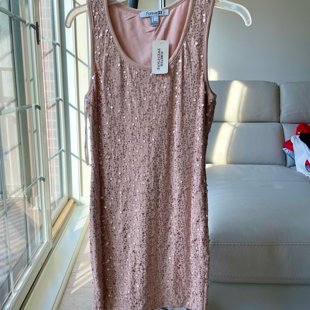 NWT S F21 sparkle Pale Pink dress